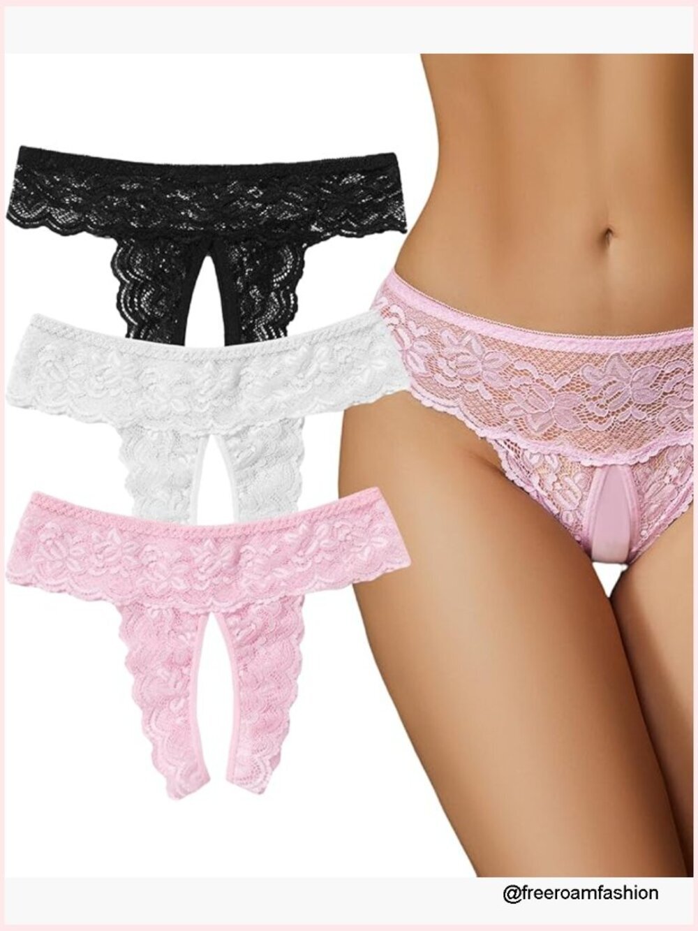 Lace Tanga Thong Underwear, Floral Design, Recycled Materials, G-String